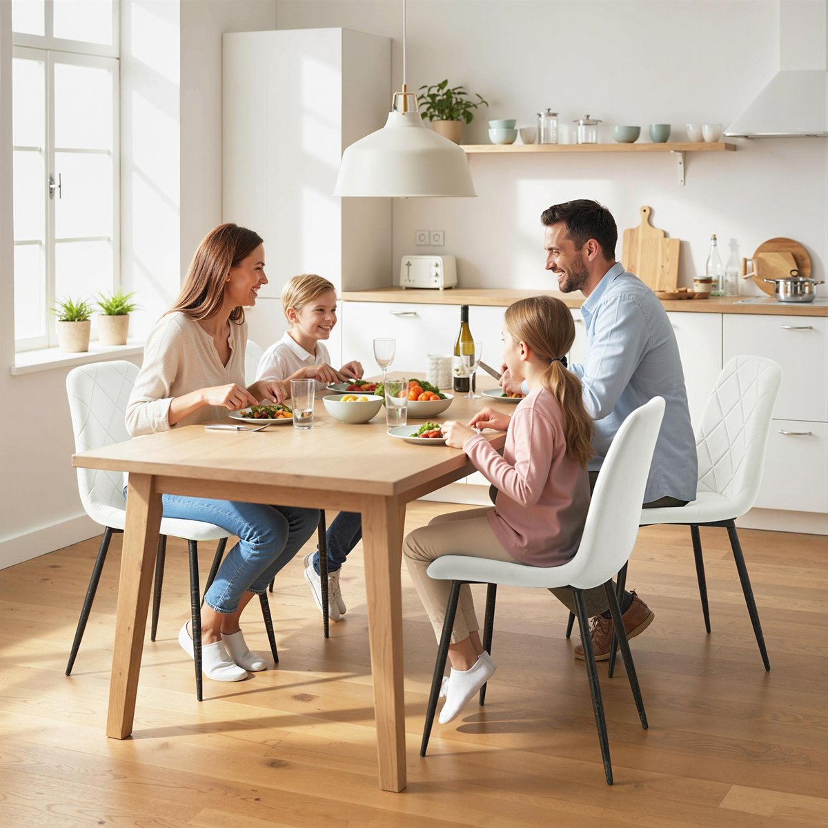 Chaise de salle à manger Polyester Crème crème, HOMCOM
