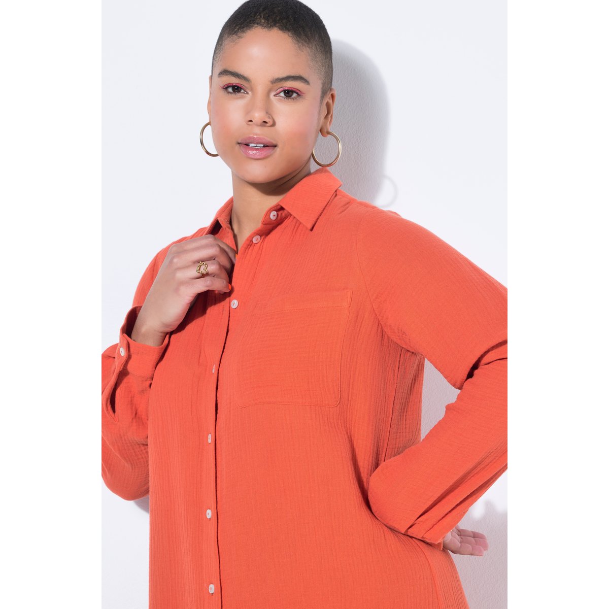 Robe-chemisier longue safran, STUDIO UNTOLD