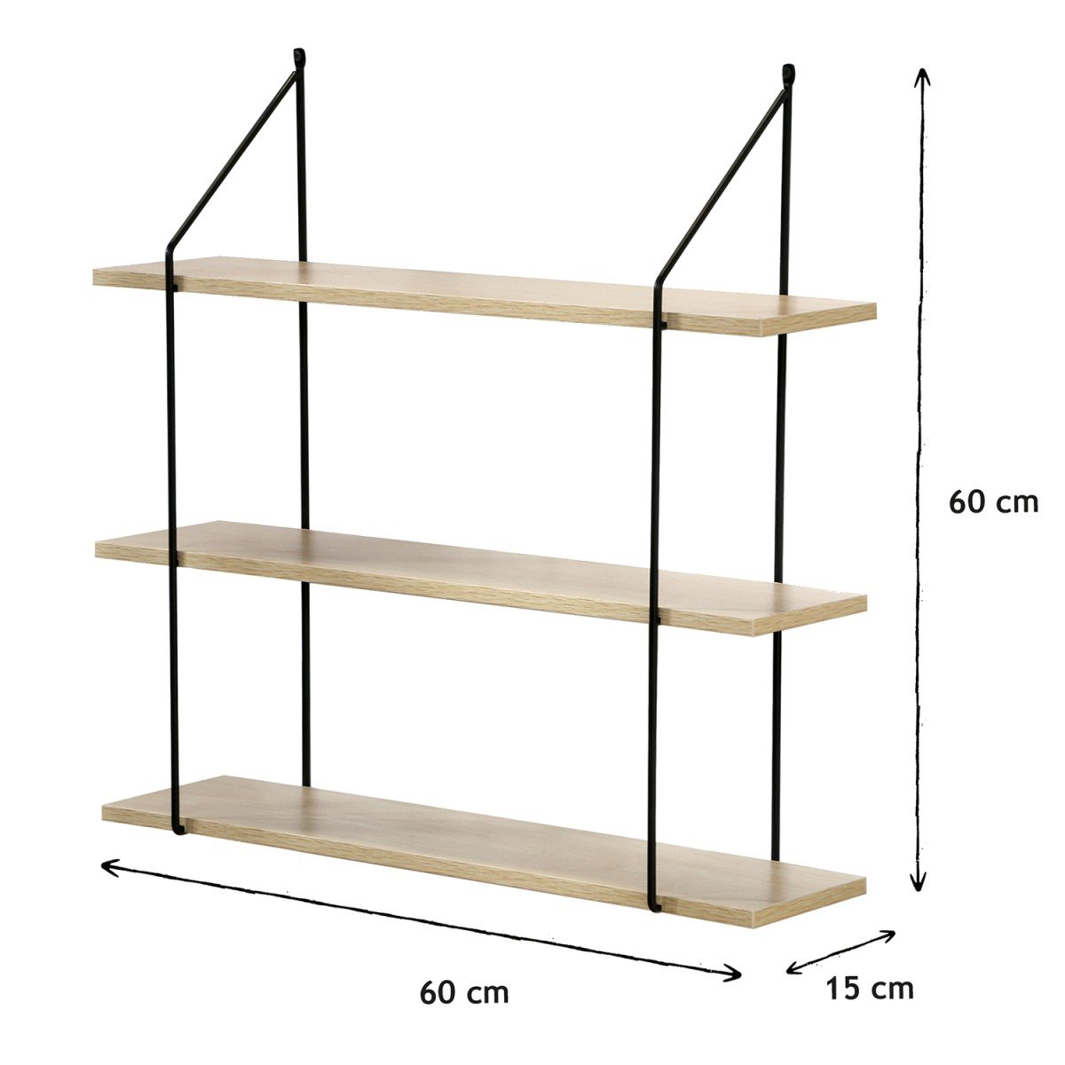 Étagère Murale 3 Niveaux décor Bois L60 cm bois, CALICOSY