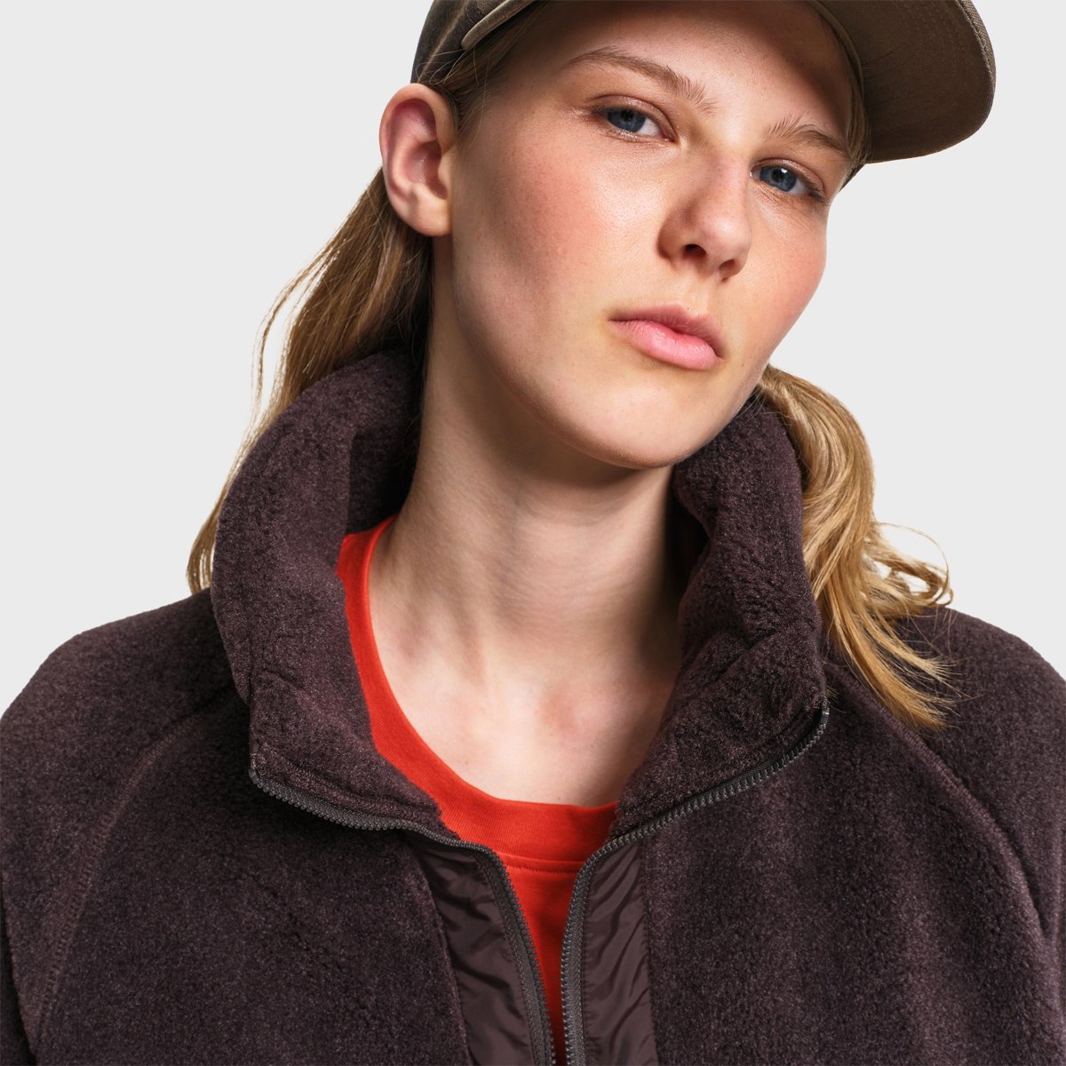 Polaire half-zip sherpa coupe ample épaules tombantes brun, AIGLE