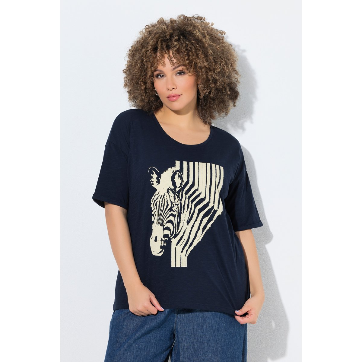 T-shirt oversize, motif zèbre marine, ULLA POPKEN