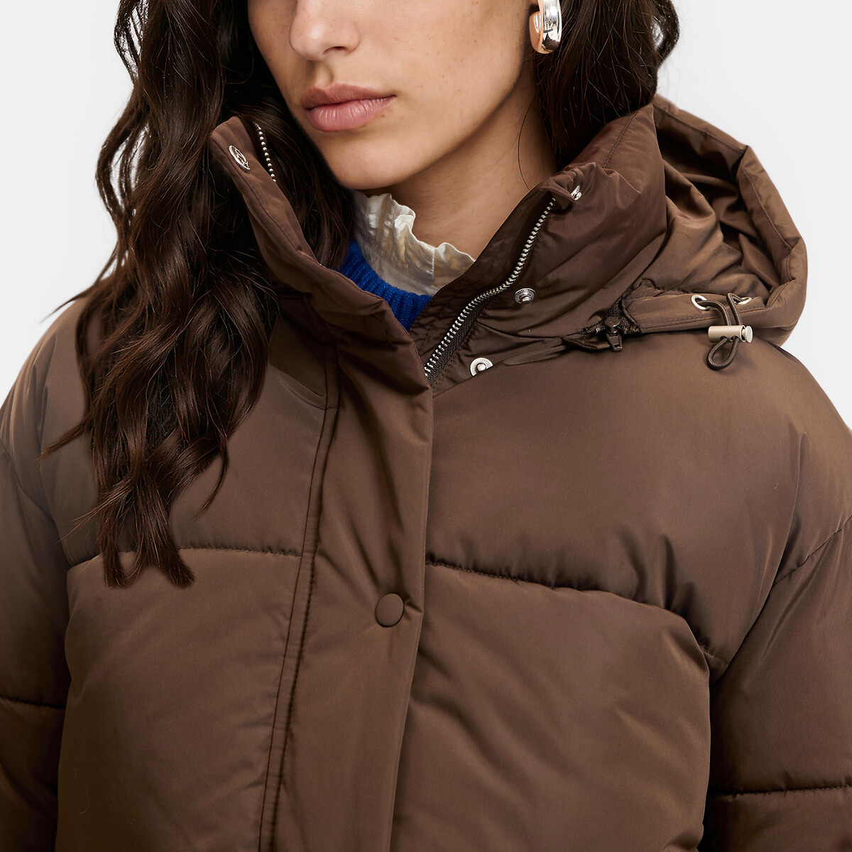 Doudoune courte à capuche marron, LA REDOUTE COLLECTIONS