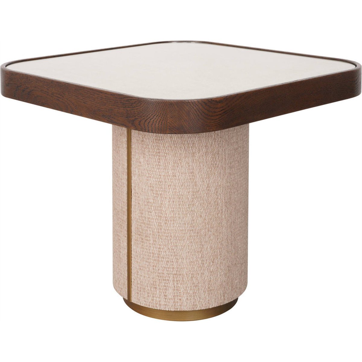 Table d'appoint WILLOX plateau verre beige et bois brun, RECOLLECTION