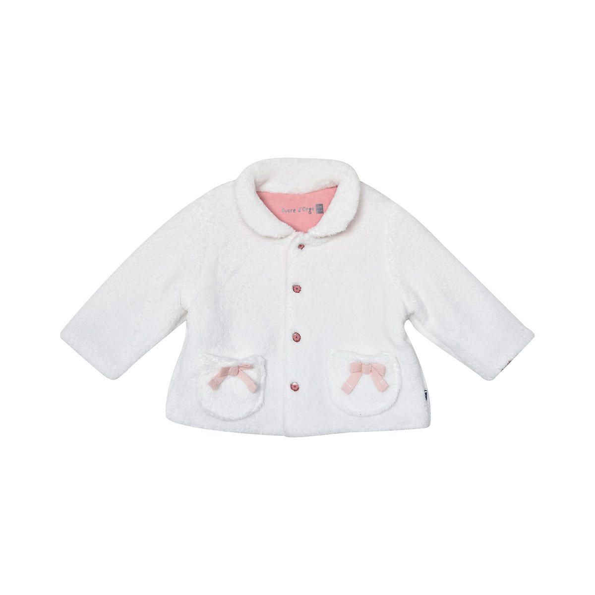 Cardigan fleura velours doux beige, SUCRE D'ORGE