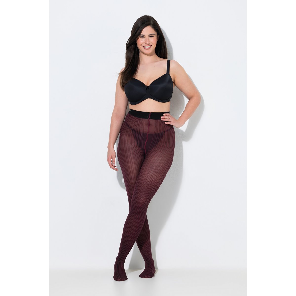 Collants motif ton sur ton bordeaux rouge, ULLA POPKEN