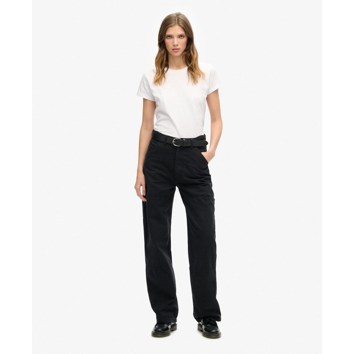 Pantalon Carpenter large noir, SUPERDRY