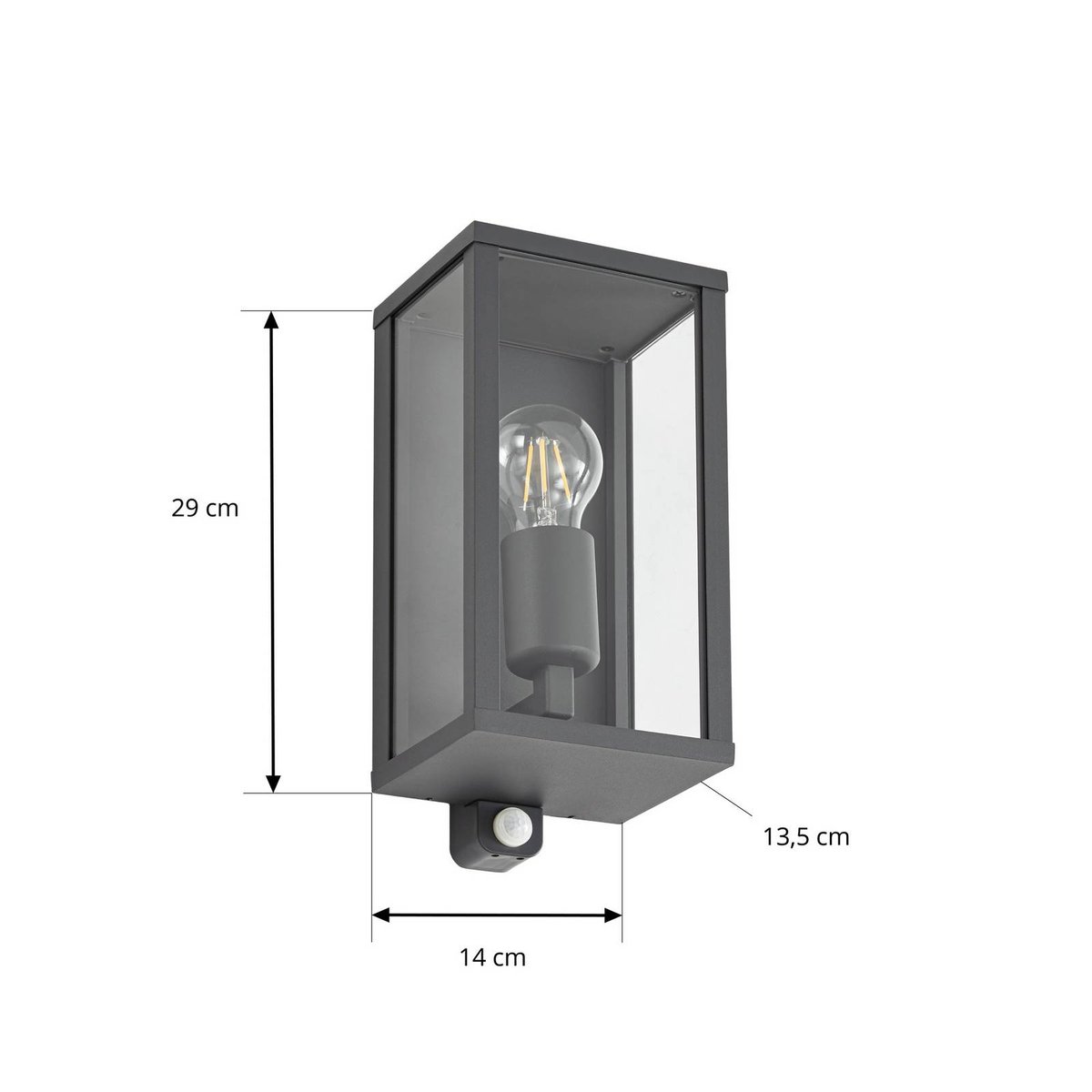 Applique extérieure en aluminium moderne anthracite, transparent, LINDBY