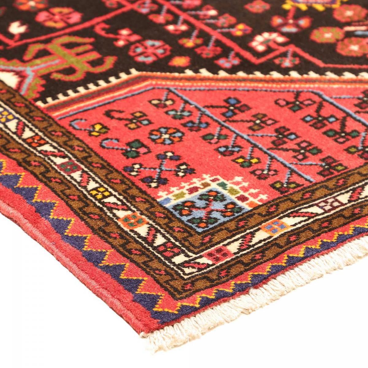 Tapis d'orient, motif oriental, noué main en laine, HAMADAN 22 rouge, bleu, noir, UN AMOUR DE TAPIS