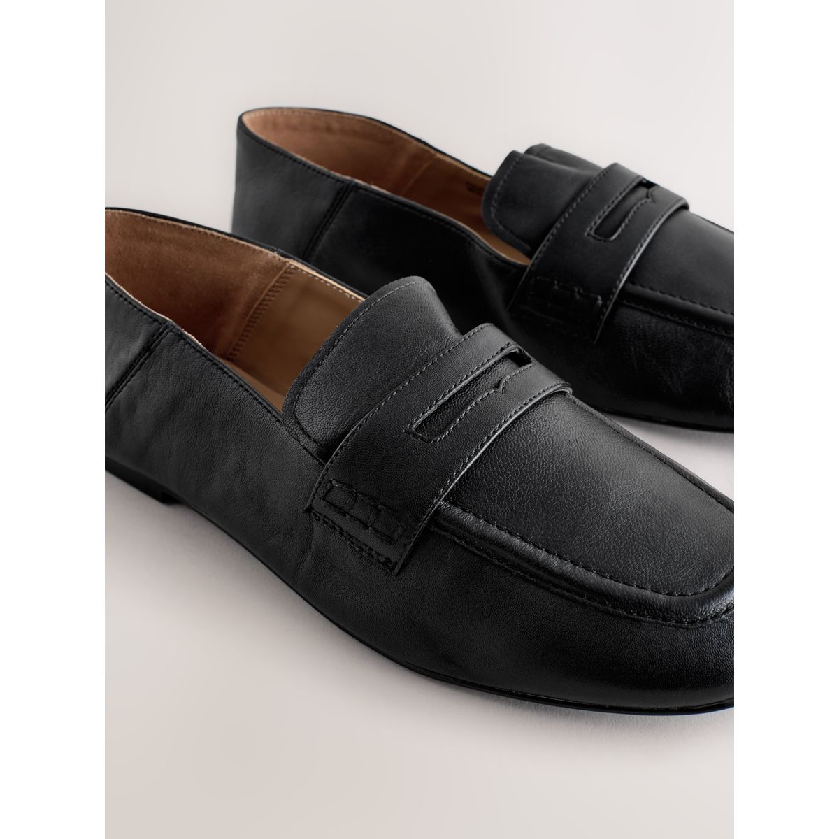 Mocassins en cuir bout carré forever comfort® noir, NEXT