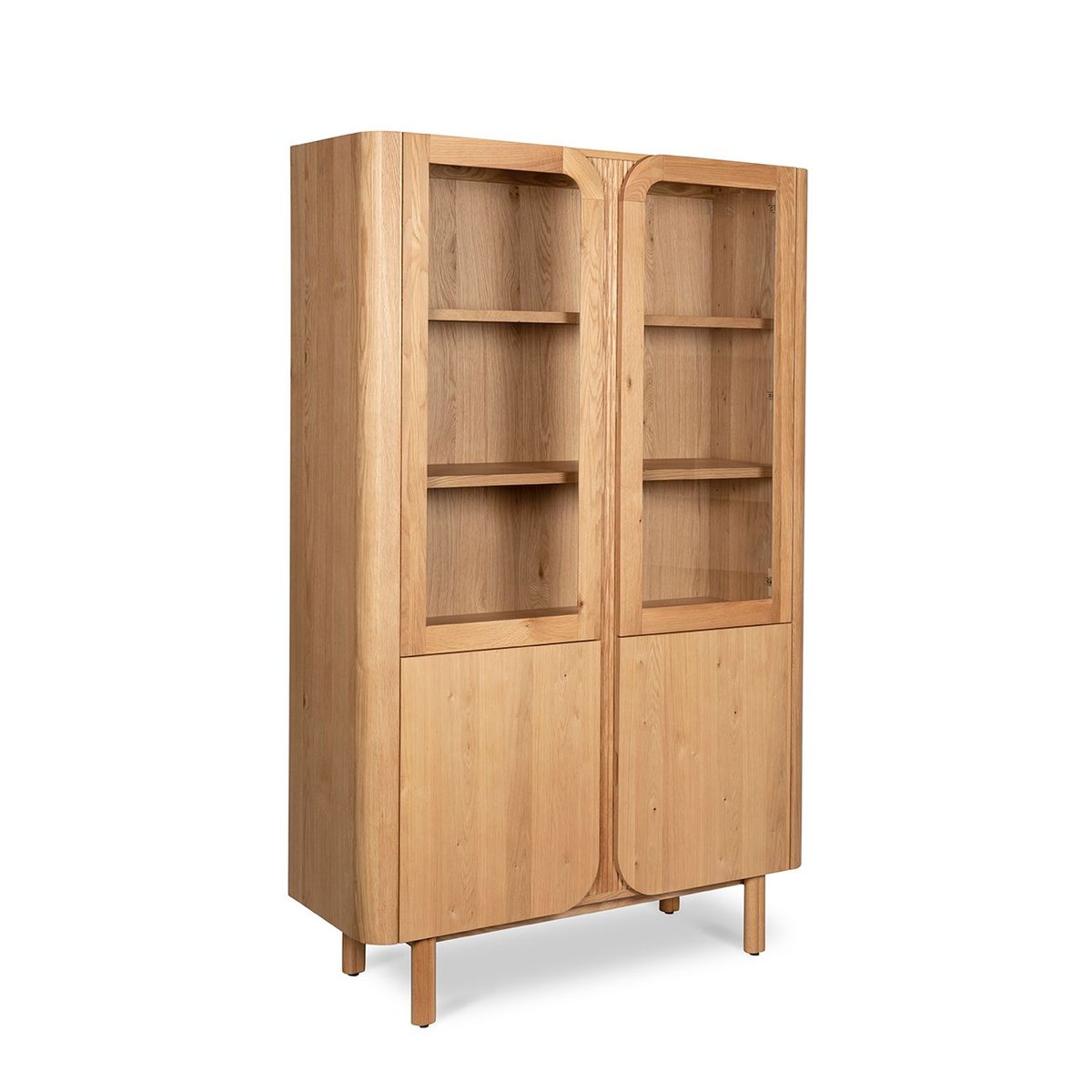 Vitrine 4 portes 2 en verre et 2 en bois naturel, ZAGO