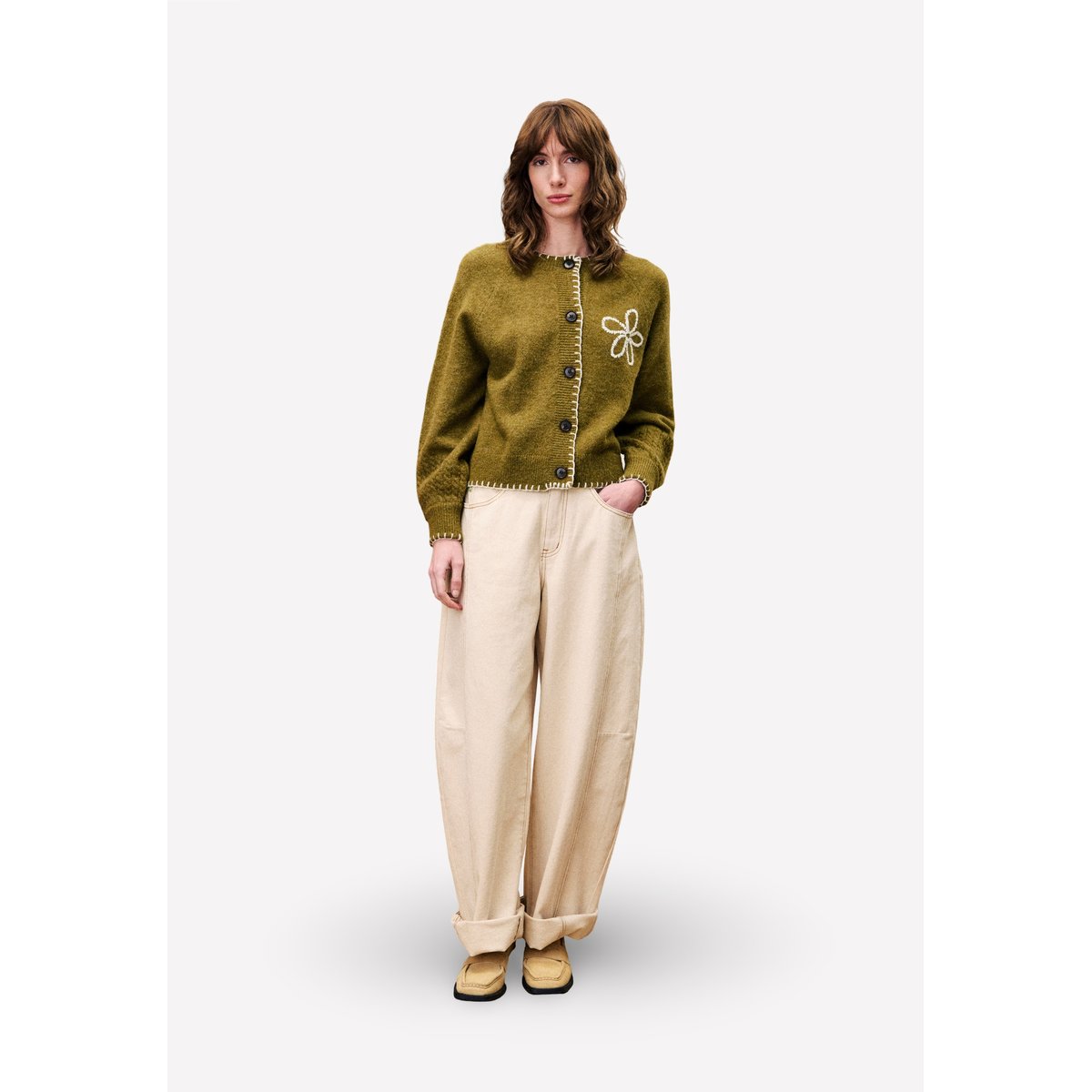 Cardigan  BERGAMOTE vert kaki, FRNCH