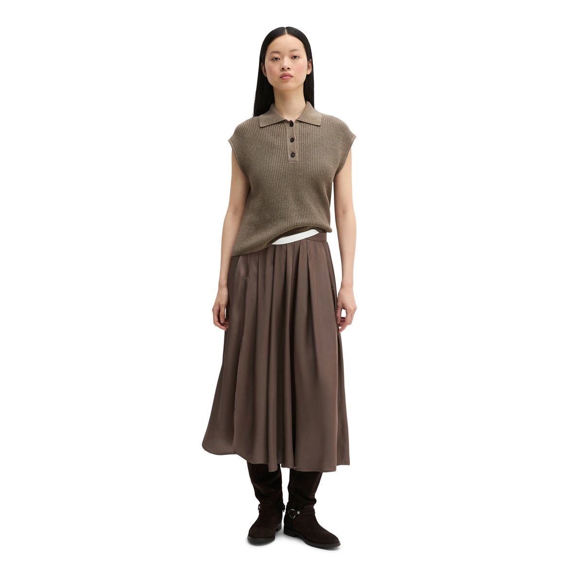 Polo en maille relaxed en qualité Organic Cotton beige, MARC O'POLO
