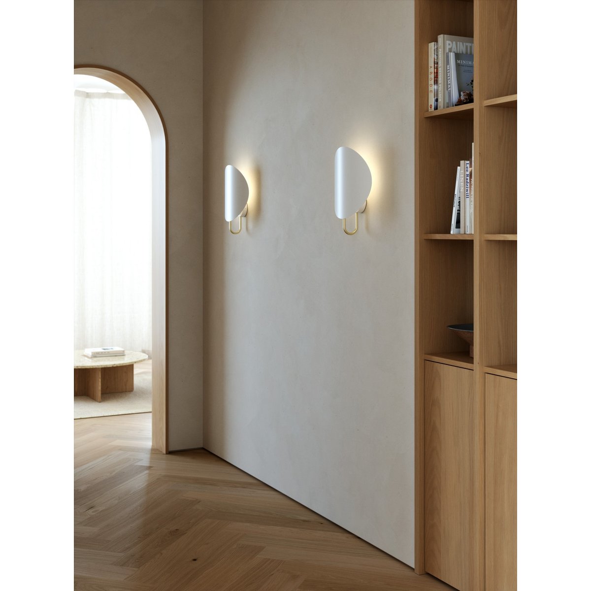 Applique murale éclairage doux et indirect en métal, SPARGO blanc/laiton, DESIGN FOR THE PEOPLE
