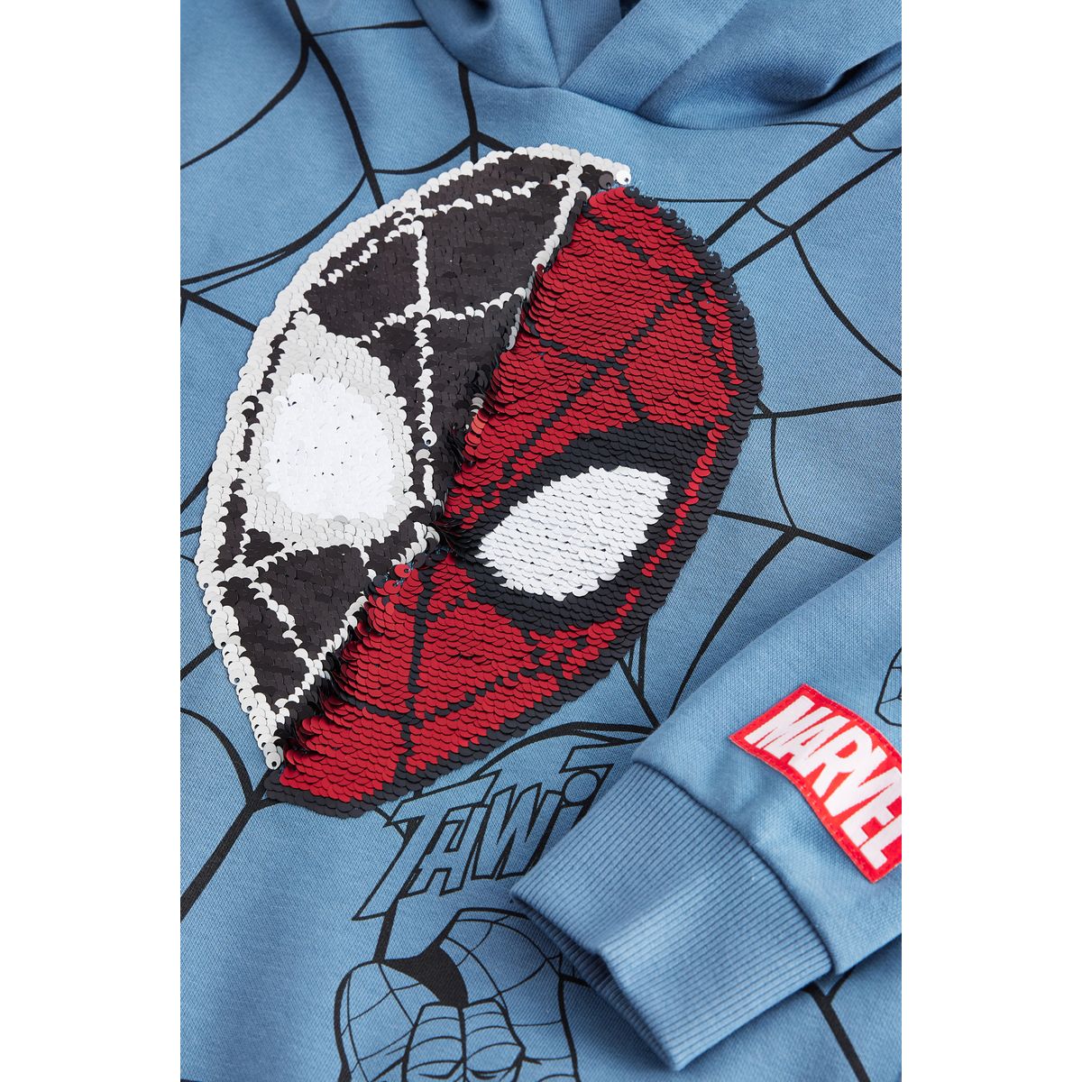 Sweat à capuche paillettes spiderman bleu moyen, NEXT