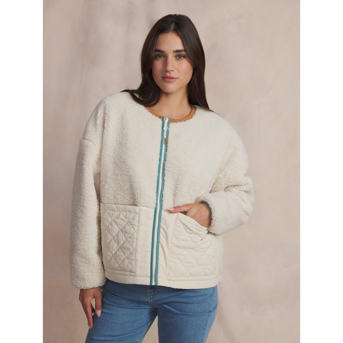 Sweat zippé WILDAZIP ecru, TBS