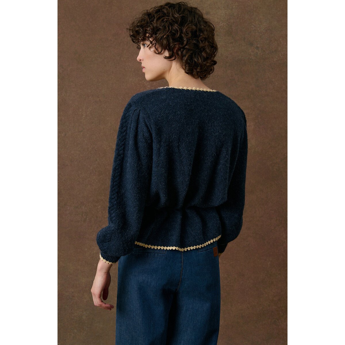 Cardigan col rond brodé, SANDYA marine, LOUISE MISHA