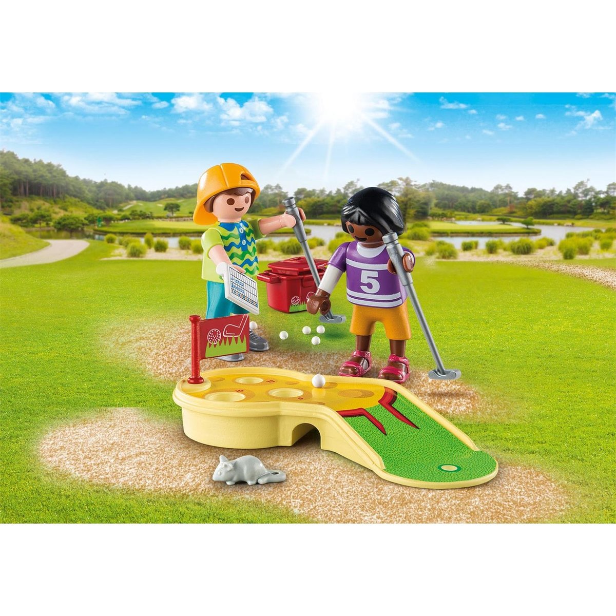 FigurinesEnfants et minigolf multicolore, PLAYMOBIL