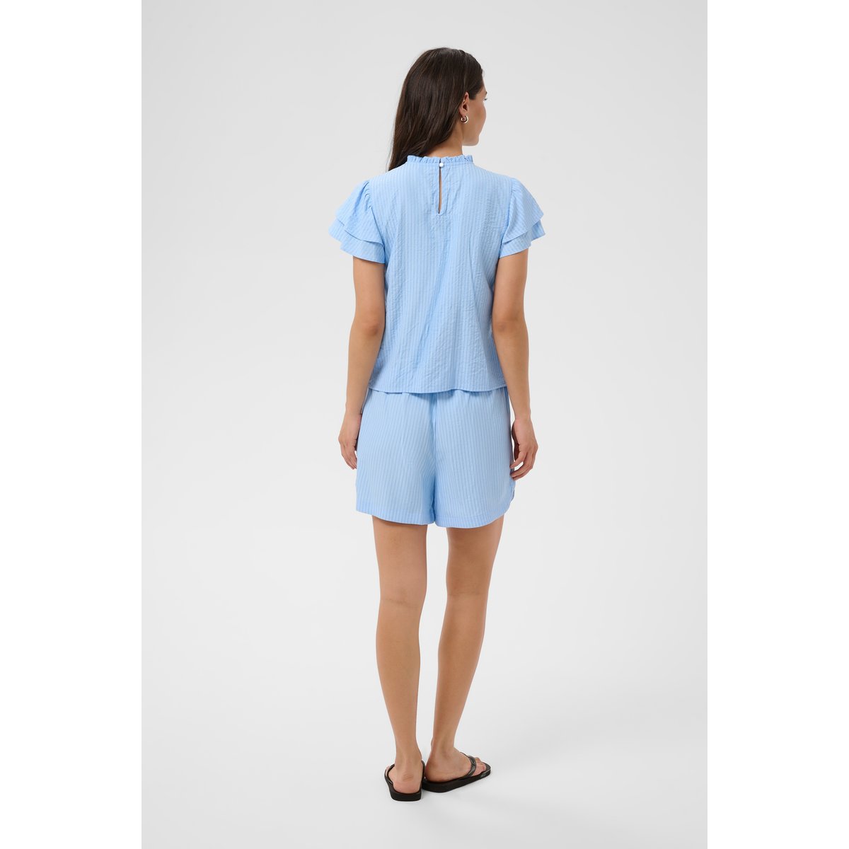 Blouse à manches courtes bleu light blue, white stripe, KAFFE