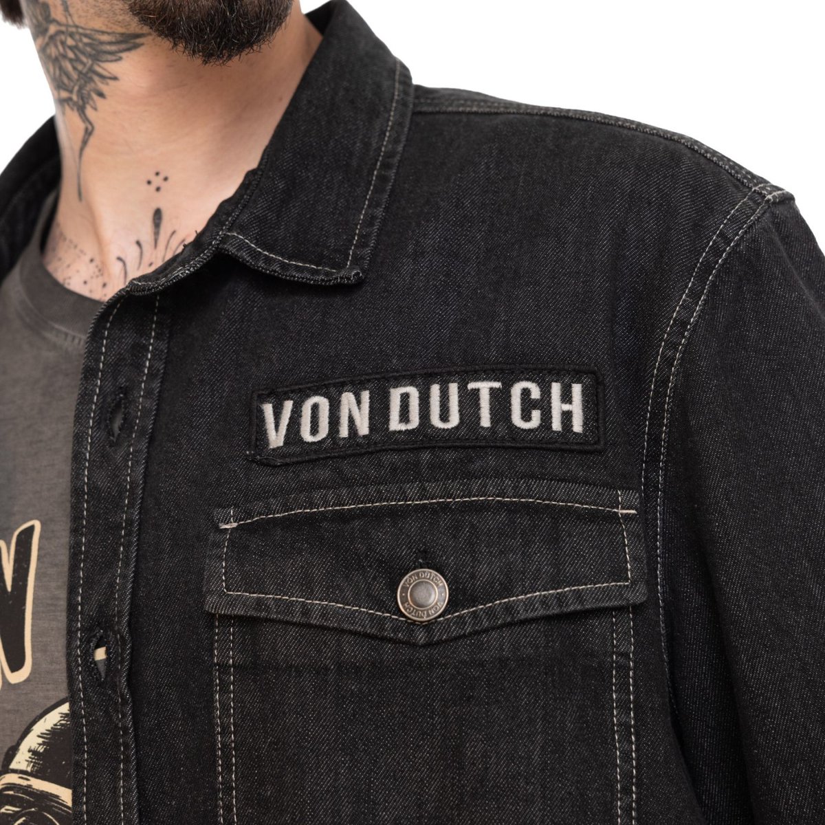 Surchemise coton SCOTT noir/gris, VON DUTCH