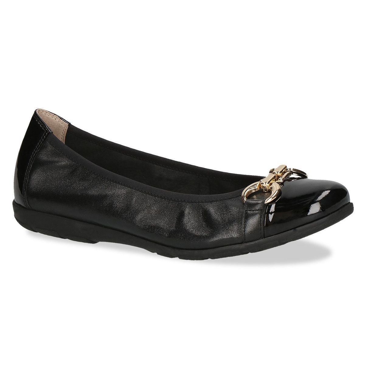 Ballerine en cuir noir zèbre, CAPRICE