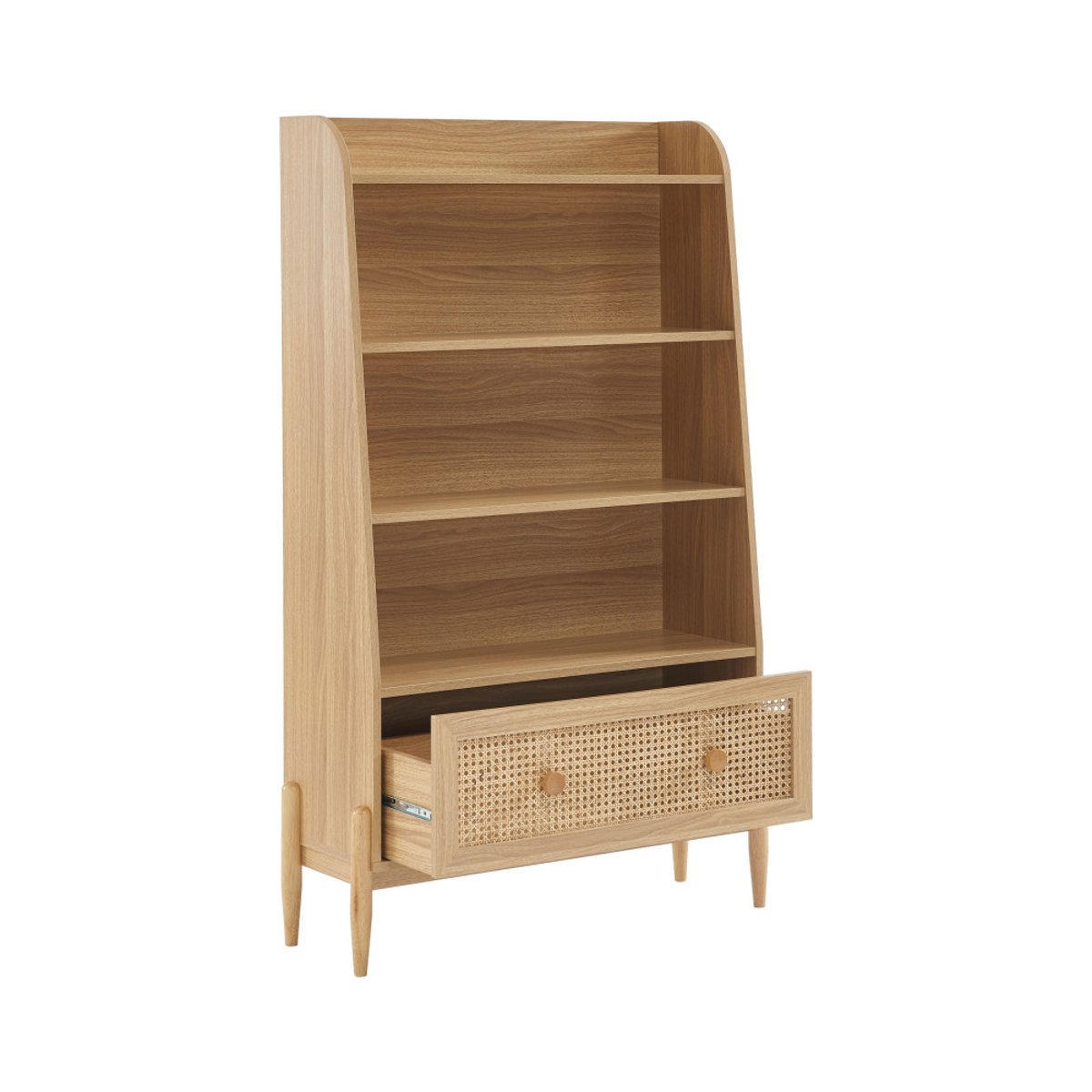 Bibliothèque enfant en bois et cannage H140cm- LILOU bois clair, DRAWER