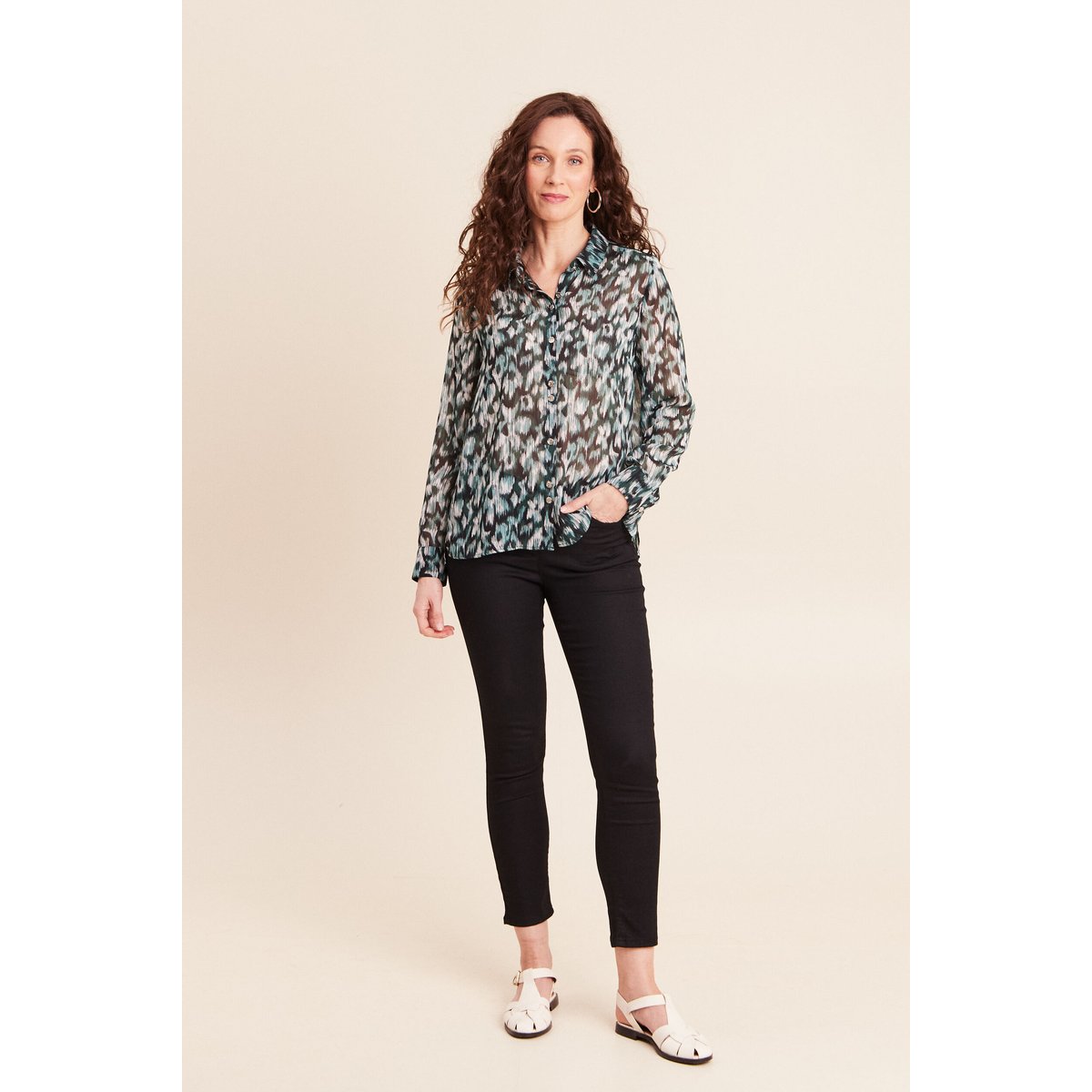 Chemise manches longues en voile vert, BREAL