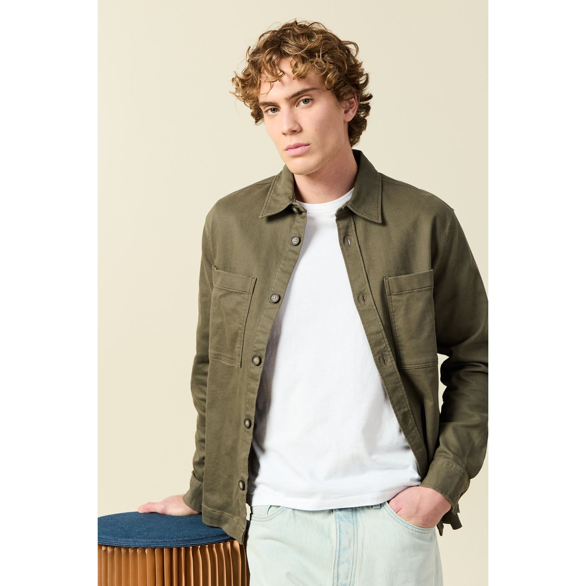 Surchemise manches longues taupe, BONOBO