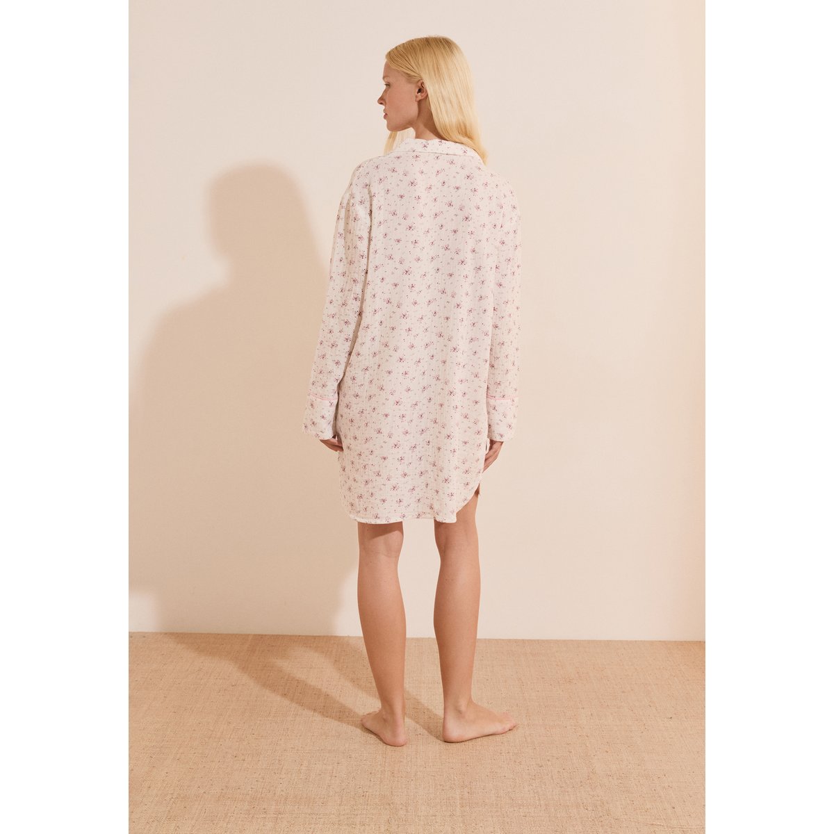 Chemise de nuit à motifs en coton CLEA rose, ETAM