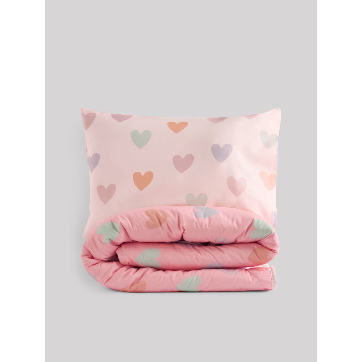 Parure housse de couette et taie d’oreiller rose motif cœurs, NEXT
