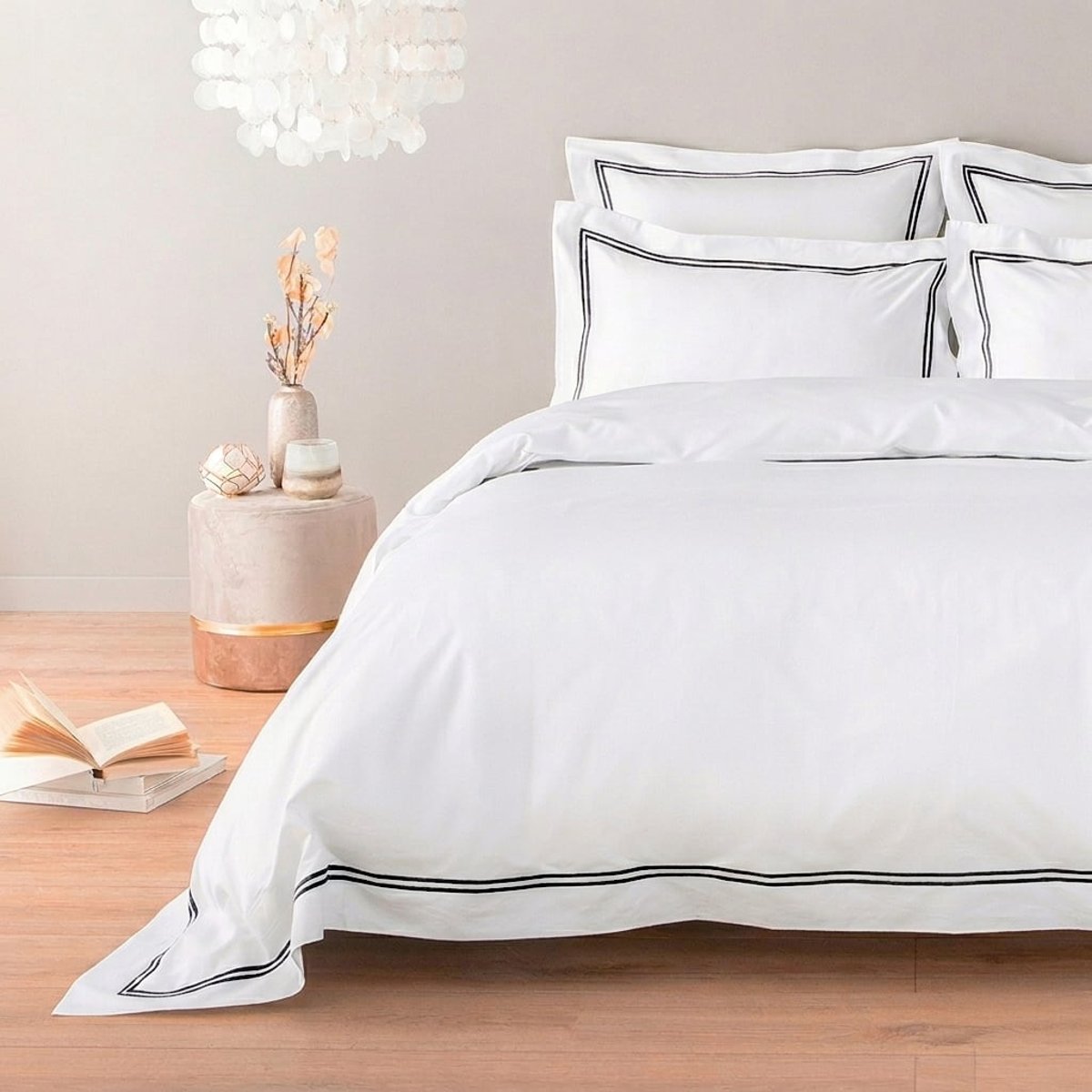 Drap plat satin de coton égyptien 320 fils - 800tc CAP FERRAT noir, COTTON & CO