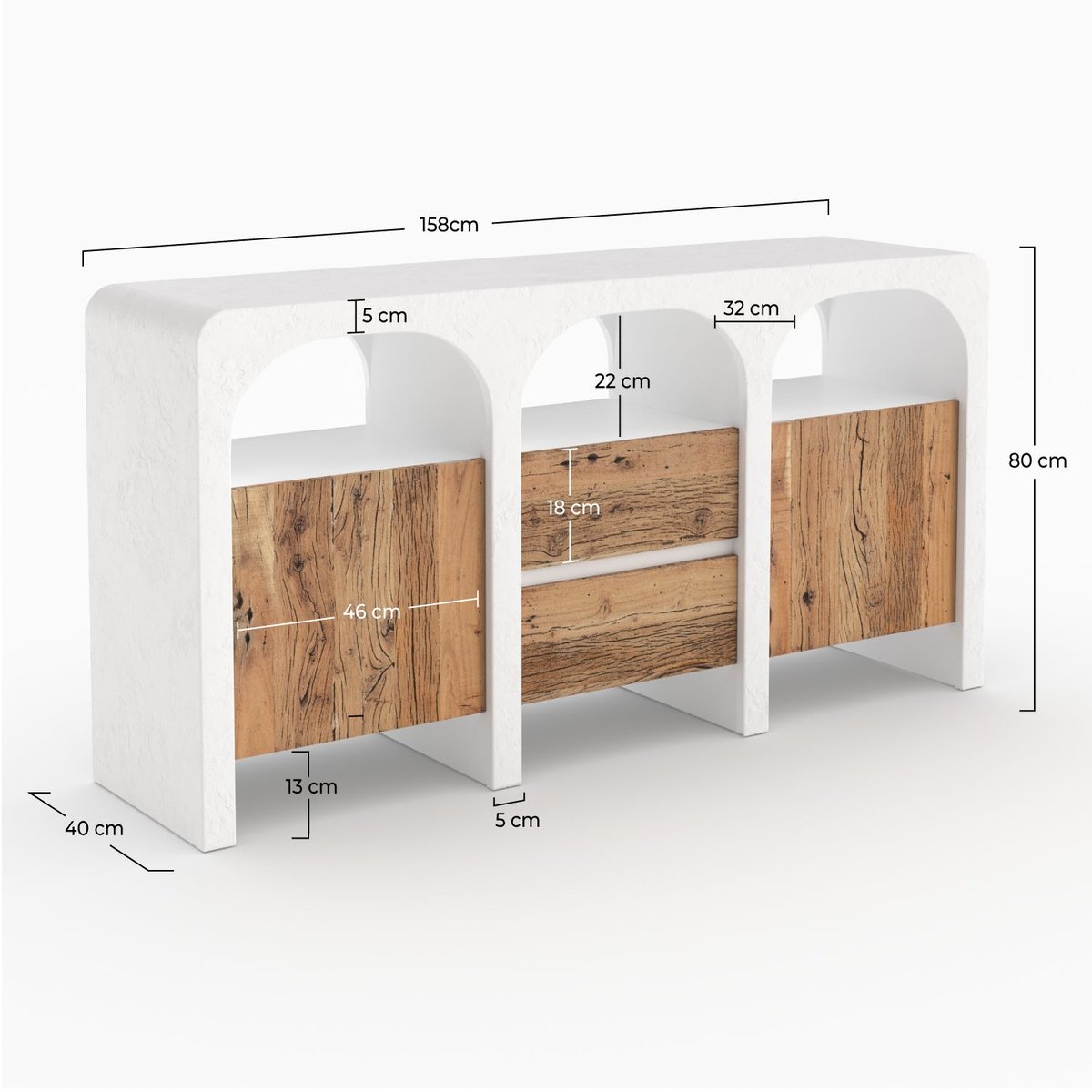 Buffet en plâtre et bois - FIRA blanc cassé, MAISON PAVANE