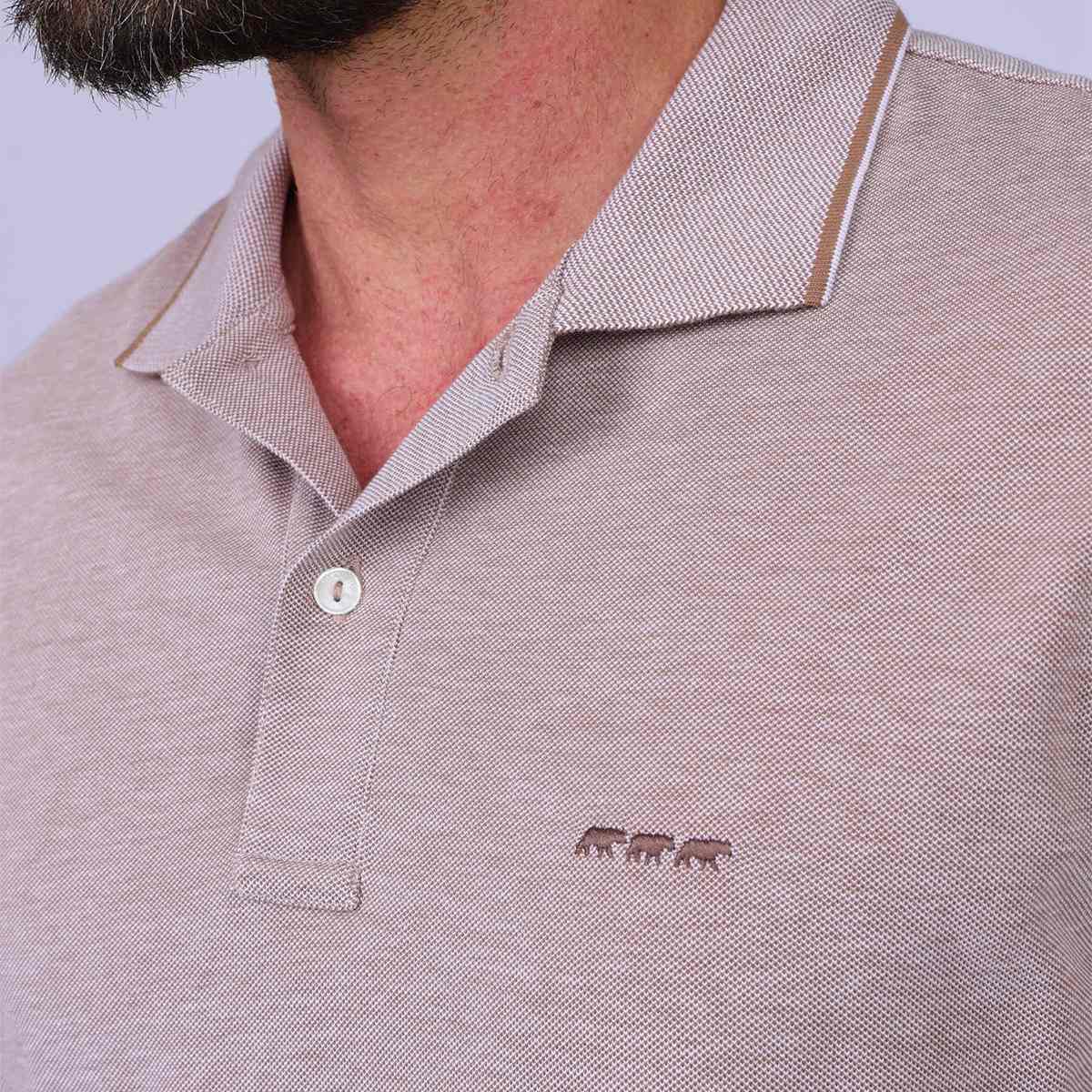 Polo chiné taupe, MISE AU GREEN