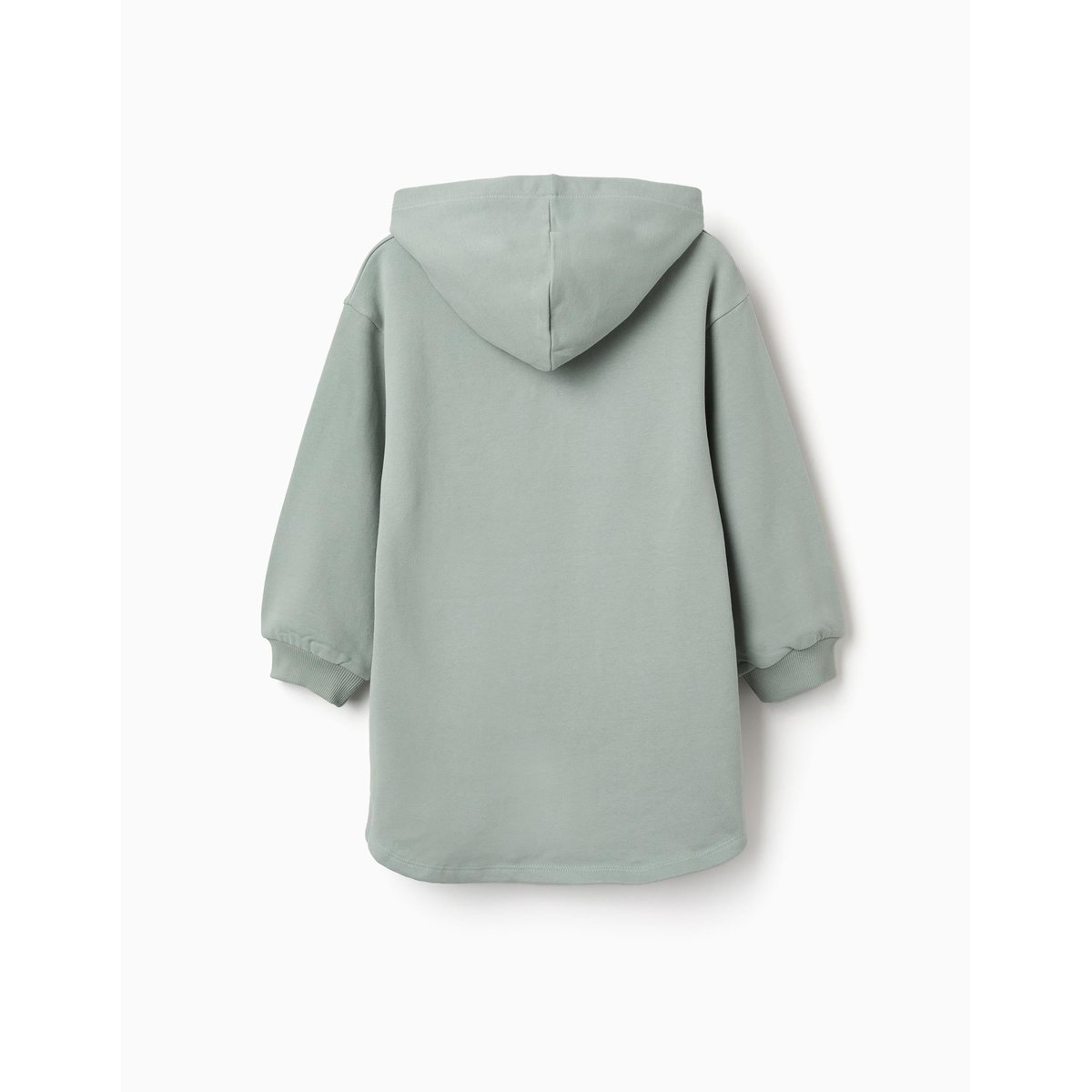 Robe sweat en coton peigné à capuche et imprimé Stitch vert, ZIPPY