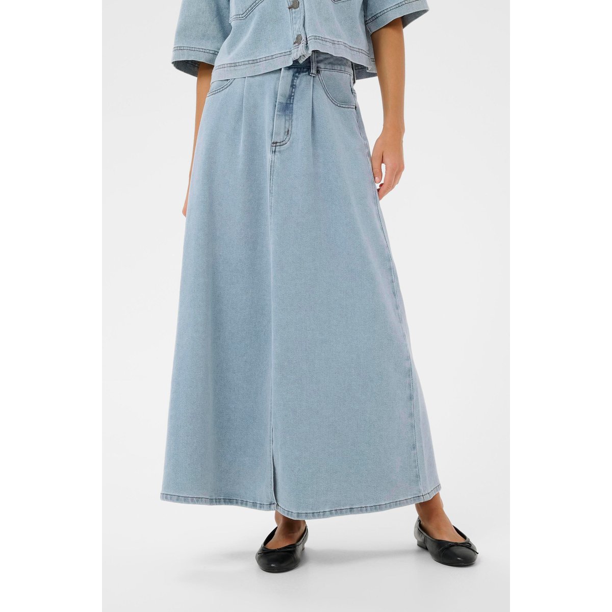 Jupe casual bleu light blue washed denim, KAFFE