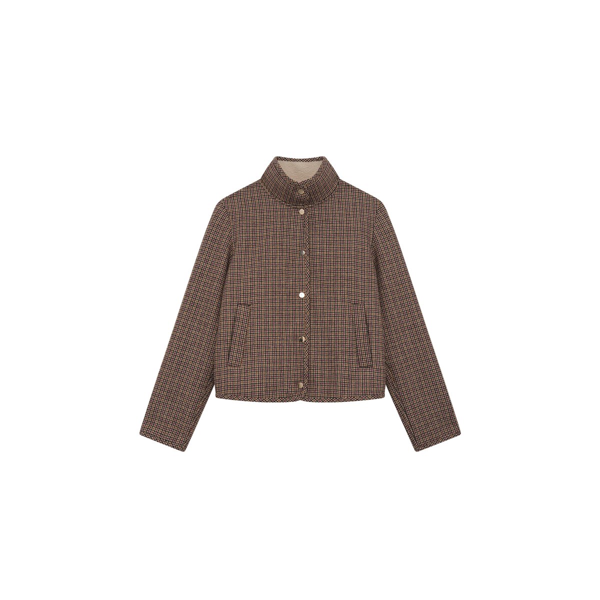 Manteau court droit col montant GYORK marron, CAROLL