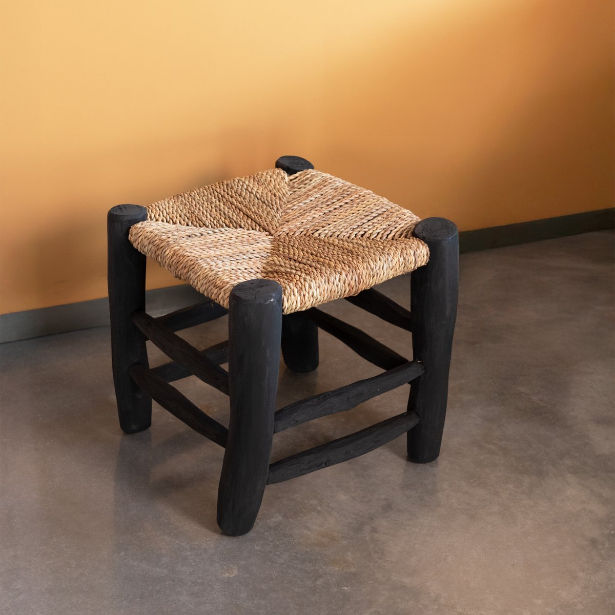 Tabouret marocain noir en bois -  LOJI noir, HOME MAISON