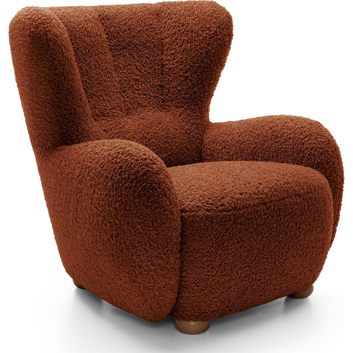 Fauteuil cabriolet enveloppant en bouclette beige chenille, RECOLLECTION