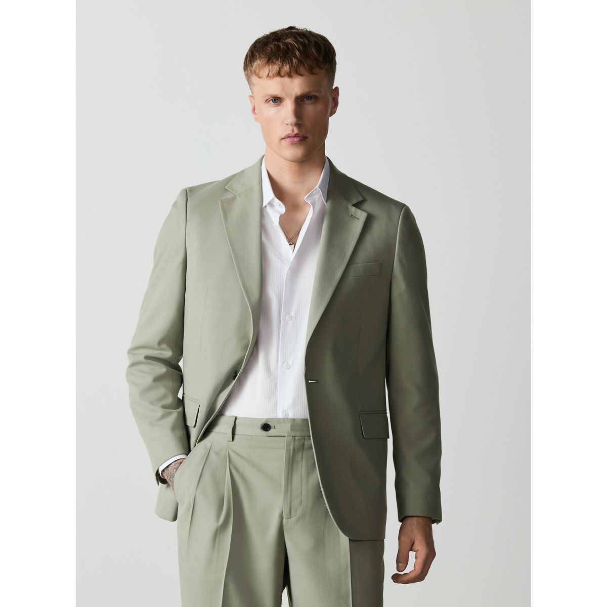 Veste de costume texturée coupe ample vert sauge, NEXT