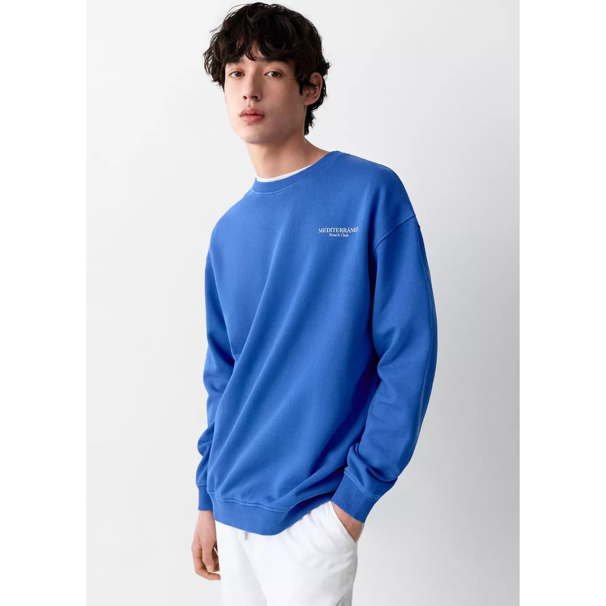 Sweat-shirt coton imprimé bleu électrique, MANGO TEEN
