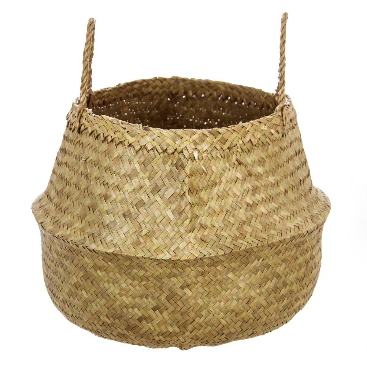 Grand panier rond en osier tressé à poignées SEAGRASS beige, ATMOSPHERA