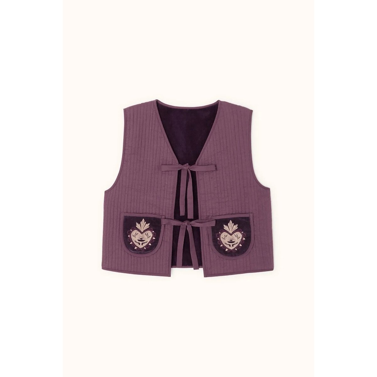 Vaminy Sleeveless Cardigan with Tie Details light purple, APACHES COLLECTIONS