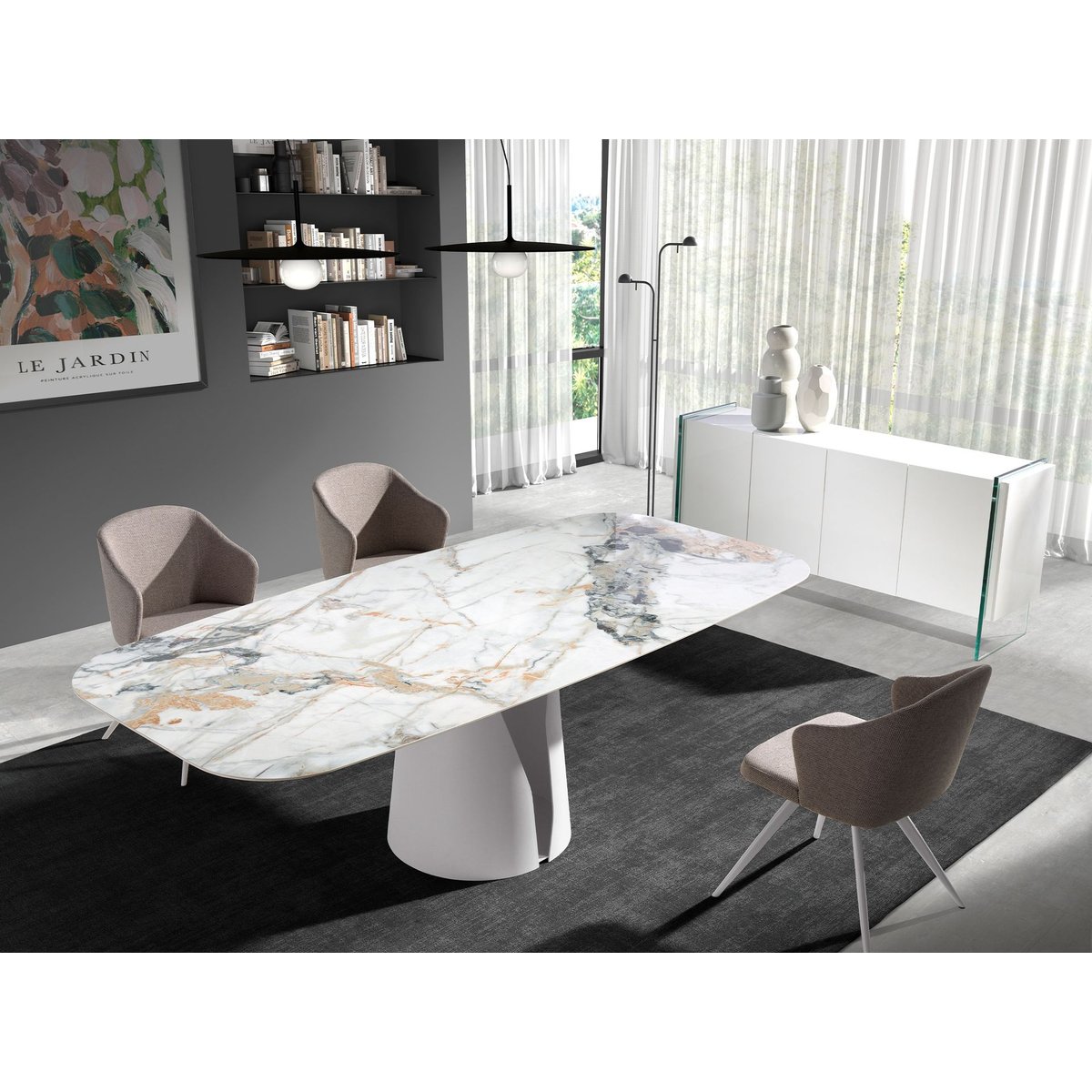 Buffet bois et verre trempé verre | blanc, ANGEL CERDA
