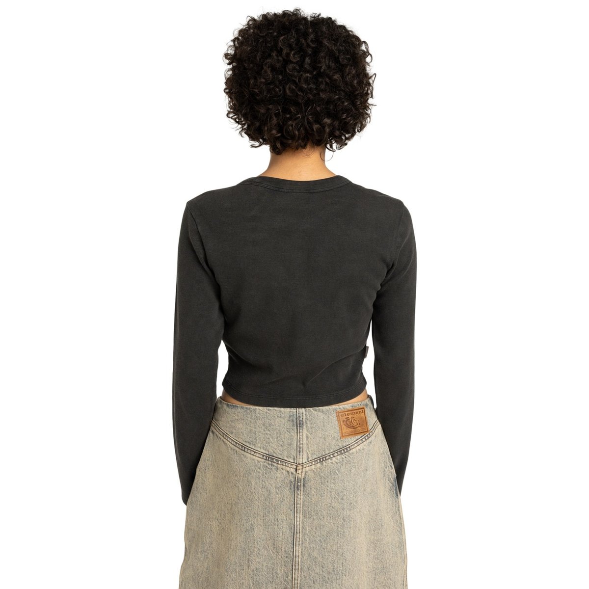 T-shirt manches longues ICON CROP W noir off black, ELEMENT