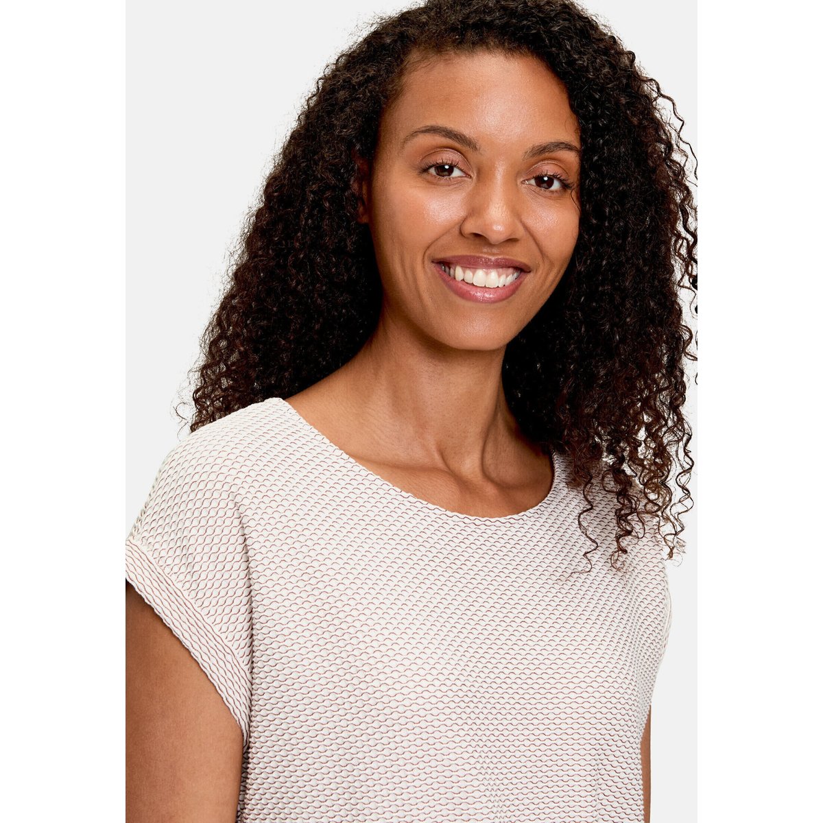 Haut casual de texture ondulée blanc/marron, BETTY & CO