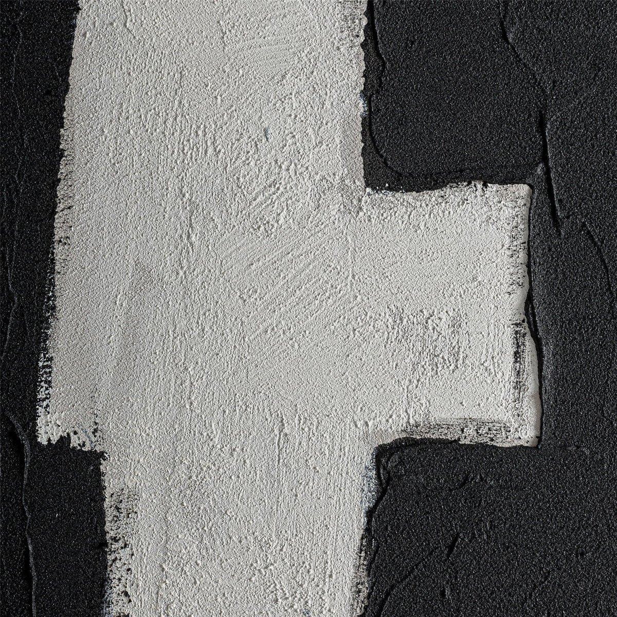 Tableau abstrait sur toile noir et bois brun, RECOLLECTION