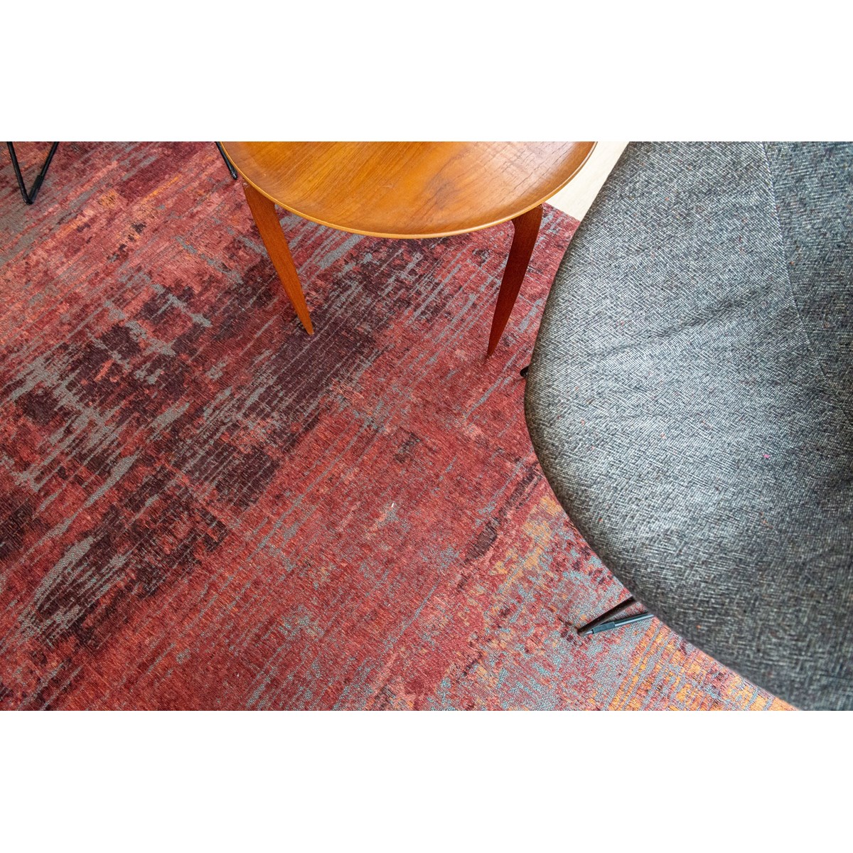 Tapis salon et chambre moderne coton COOPER rouge, NOVATREND
