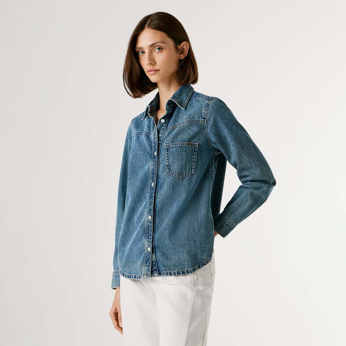 Chemise Coupe Oversize En Denim bleu moyen vintage, PEPE JEANS