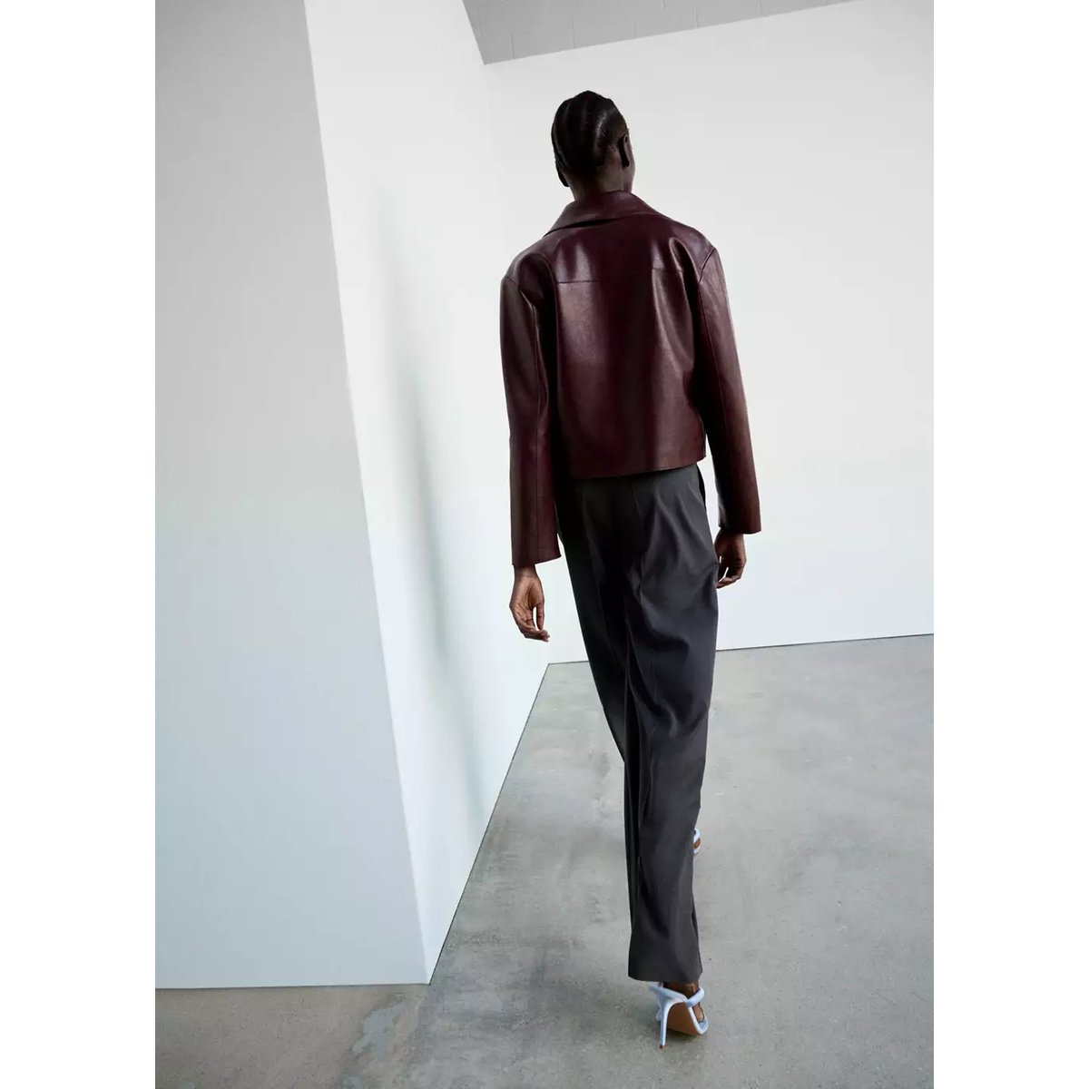 Pantalon droit pinces gris, MANGO