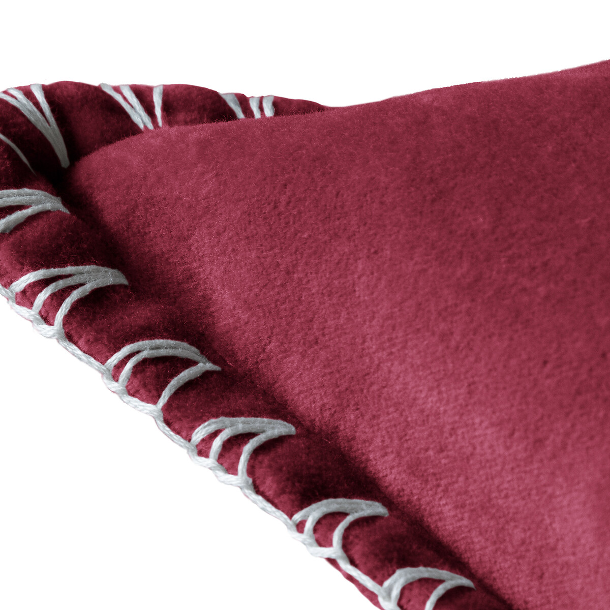 Stitch Plain Blanket Stitched Cushion berry, VOYAGE MAISON