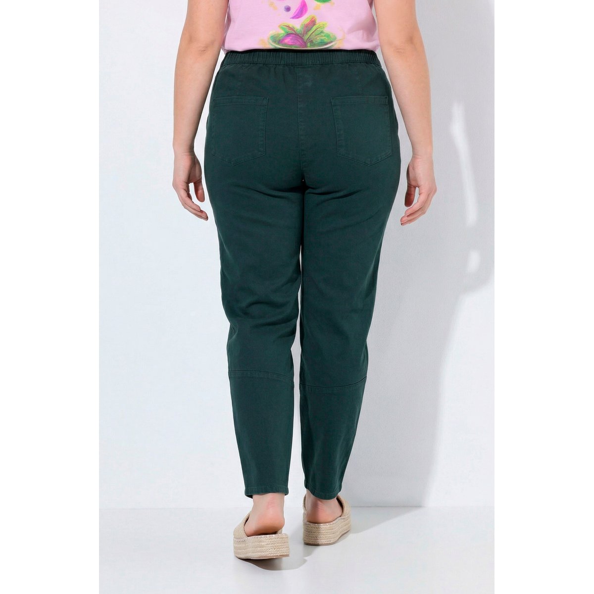 Pantalon Barrel en coton bio kaki, ULLA POPKEN